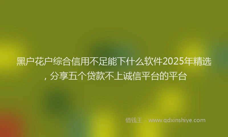 黑户花户综合信用不足能下什么软件2025年精选，分享五个贷款不上诚信平台的平台
