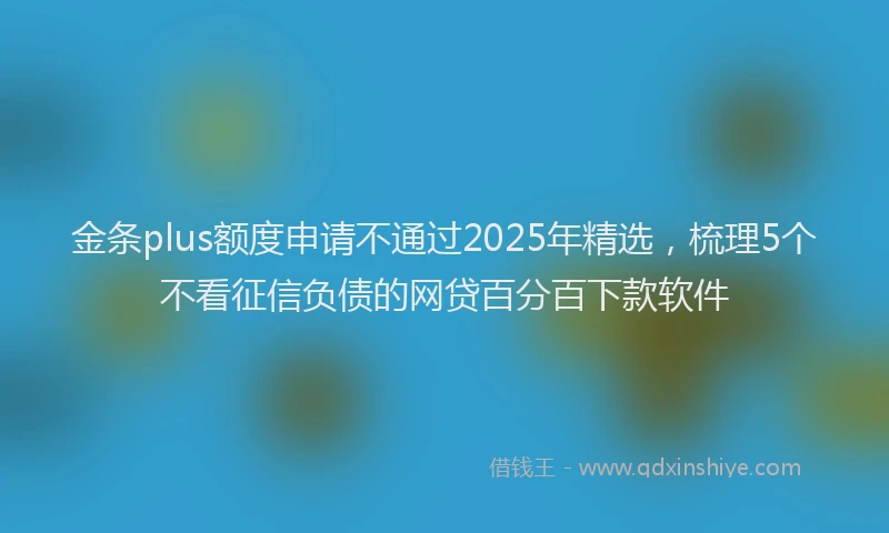 金条plus额度申请不通过2025年精选，梳理5个不看征信负债的网贷百分百下款软件