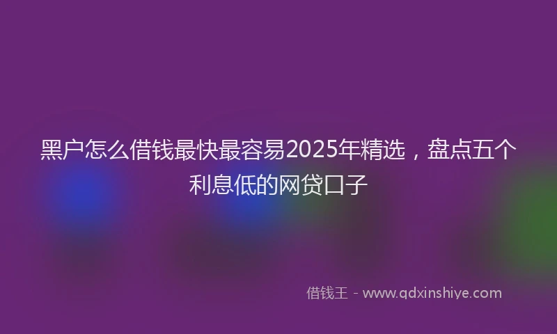 黑户怎么借钱最快最容易2025年精选，盘点五个利息低的网贷口子