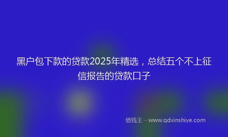黑户包下款的贷款2025年精选，总结五个不上征信报告的贷款口子