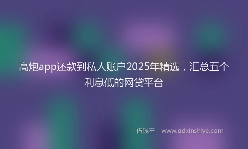 高炮app还款到私人账户2025年精选，汇总五个利息低的网贷平台