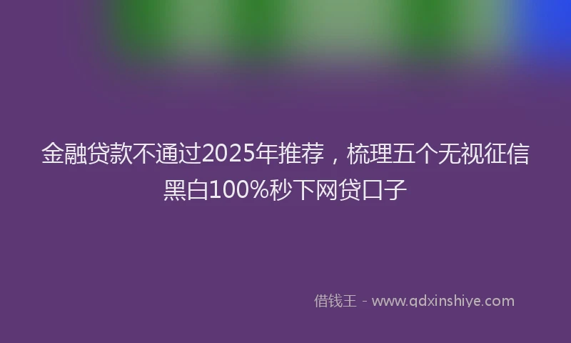 金融贷款不通过2025年推荐，梳理五个无视征信黑白100%秒下网贷口子