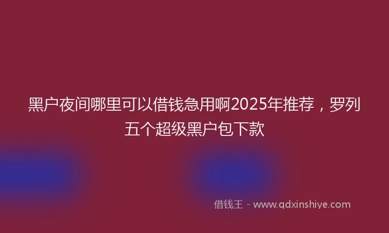 黑户夜间哪里可以借钱急用啊2025年推荐，罗列五个超级黑户包下款