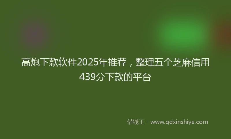 高炮下款软件2025年推荐，整理五个芝麻信用439分下款的平台