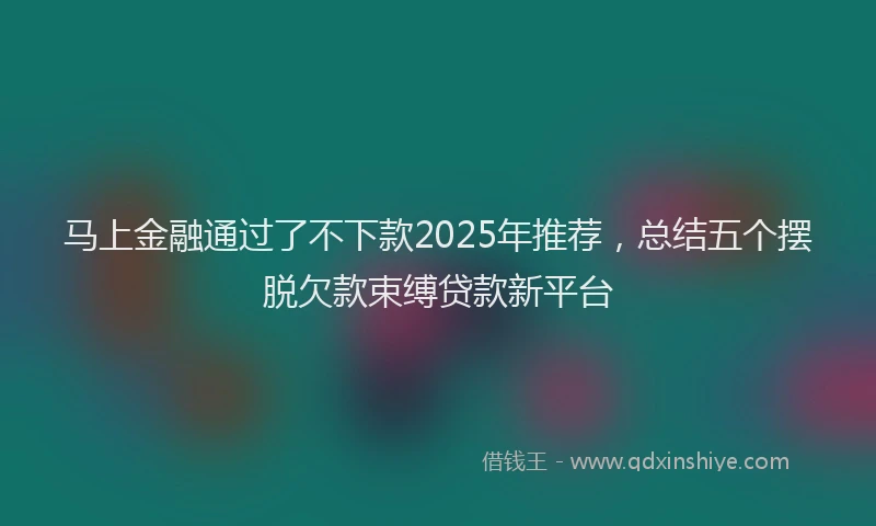 马上金融通过了不下款2025年推荐，总结五个摆脱欠款束缚贷款新平台