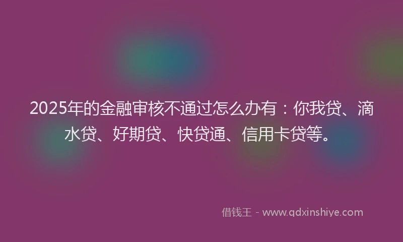 2025年的金融审核不通过怎么办有：你我贷、滴水贷、好期贷、快贷通、信用卡贷等。