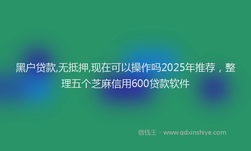 黑户贷款,无抵押,现在可以操作吗2025年推荐，整理五个芝麻信用600贷款软件