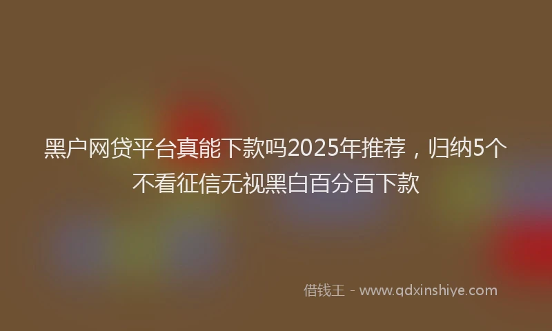 黑户网贷平台真能下款吗2025年推荐，归纳5个不看征信无视黑白百分百下款