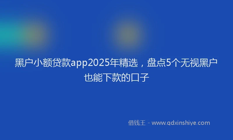 黑户小额贷款app2025年精选，盘点5个无视黑户也能下款的口子