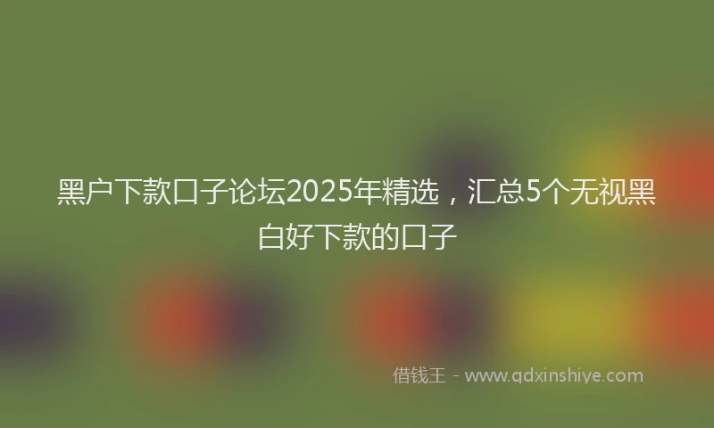 黑户下款口子论坛2025年精选，汇总5个无视黑白好下款的口子