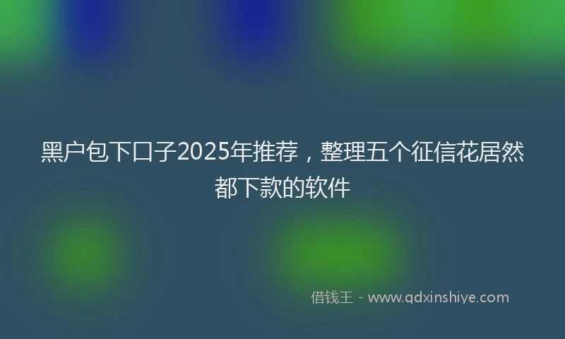 黑户包下口子2025年推荐，整理五个征信花居然都下款的软件