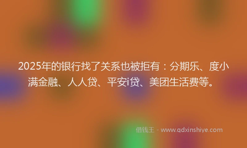 2025年的银行找了关系也被拒有：分期乐、度小满金融、人人贷、平安i贷、美团生活费等。