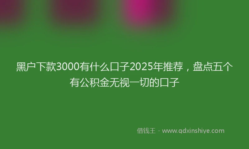 黑户下款3000有什么口子2025年推荐，盘点五个有公积金无视一切的口子