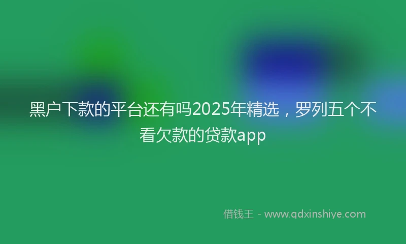 黑户下款的平台还有吗2025年精选，罗列五个不看欠款的贷款app