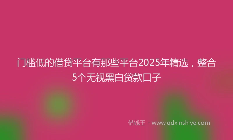 门槛低的借贷平台有那些平台2025年精选，整合5个无视黑白贷款口子