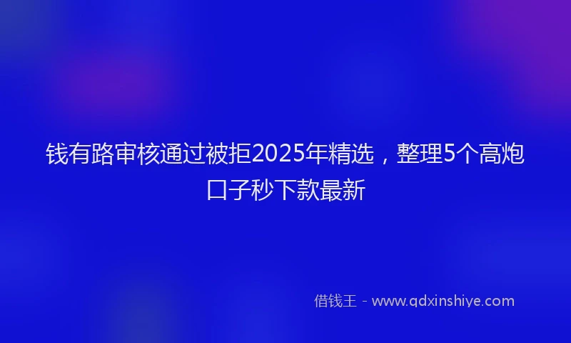 钱有路审核通过被拒2025年精选，整理5个高炮口子秒下款最新