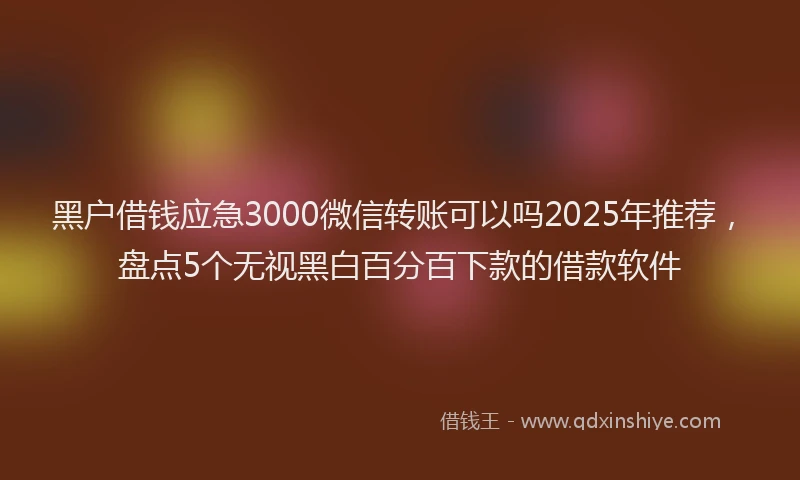 黑户借钱应急3000微信转账可以吗2025年推荐，盘点5个无视黑白百分百下款的借款软件