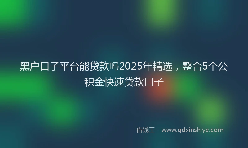 黑户口子平台能贷款吗2025年精选，整合5个公积金快速贷款口子