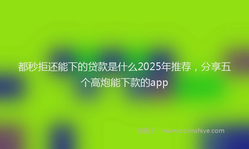 都秒拒还能下的贷款是什么2025年推荐，分享五个高炮能下款的app
