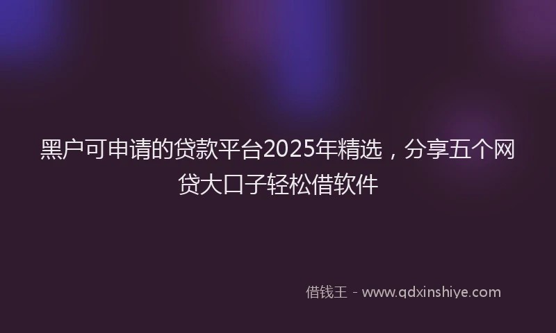 黑户可申请的贷款平台2025年精选，分享五个网贷大口子轻松借软件