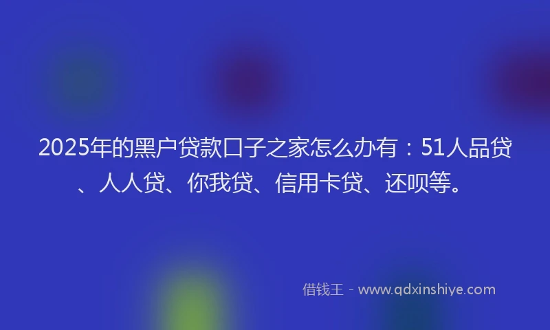 2025年的黑户贷款口子之家怎么办有：51人品贷、人人贷、你我贷、信用卡贷、还呗等。