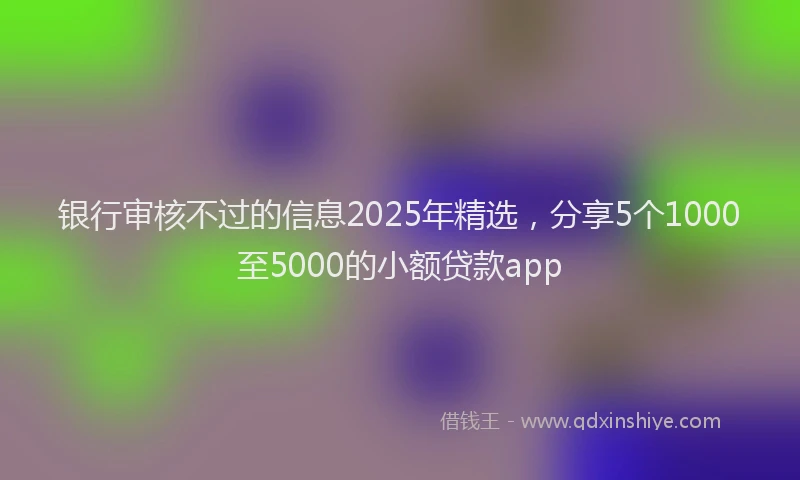 银行审核不过的信息2025年精选，分享5个1000至5000的小额贷款app