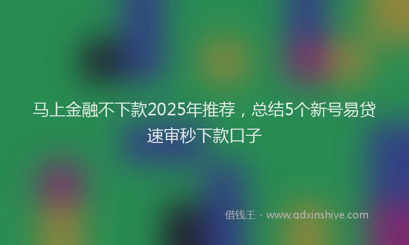 马上金融不下款2025年推荐，总结5个新号易贷速审秒下款口子