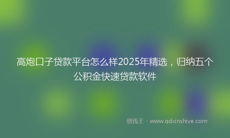 高炮口子贷款平台怎么样2025年精选，归纳五个公积金快速贷款软件