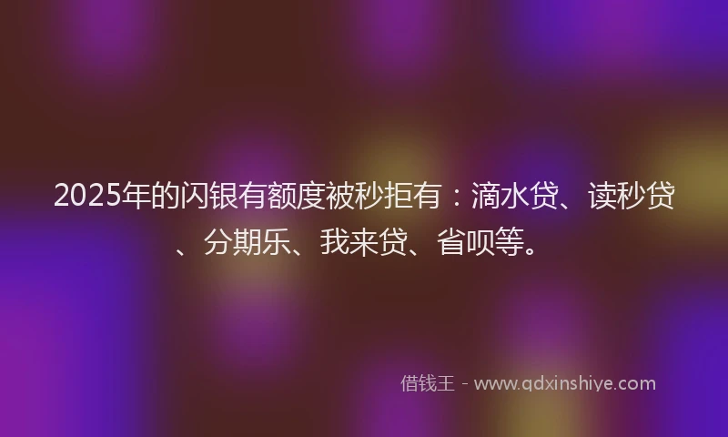 2025年的闪银有额度被秒拒有：滴水贷、读秒贷、分期乐、我来贷、省呗等。
