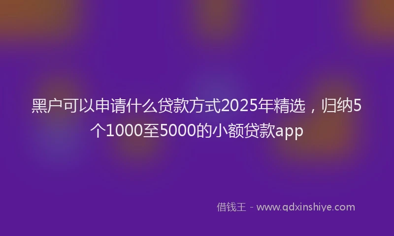 黑户可以申请什么贷款方式2025年精选，归纳5个1000至5000的小额贷款app