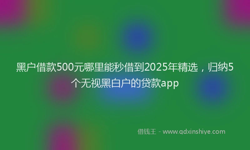 黑户借款500元哪里能秒借到2025年精选，归纳5个无视黑白户的贷款app