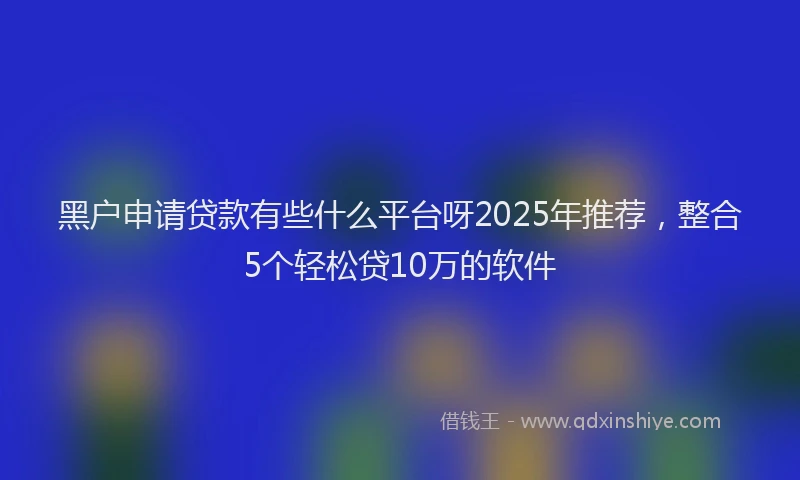 黑户申请贷款有些什么平台呀2025年推荐，整合5个轻松贷10万的软件