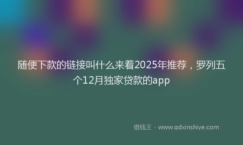 随便下款的链接叫什么来着2025年推荐，罗列五个12月独家贷款的app