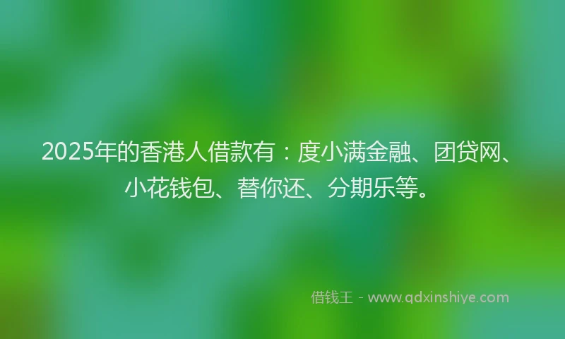 2025年的香港人借款有:度小满金融、团贷网、小花钱包、替你还、分期乐等。