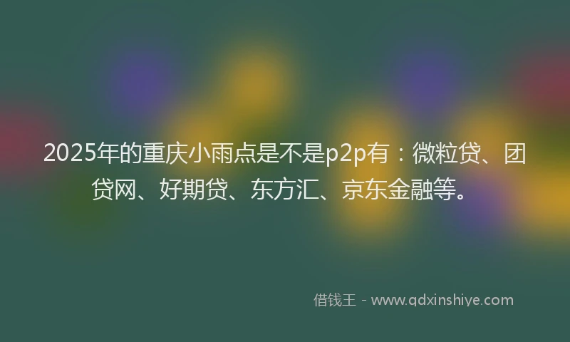 2025年的重庆小雨点是不是p2p有：微粒贷、团贷网、好期贷、东方汇、京东金融等。