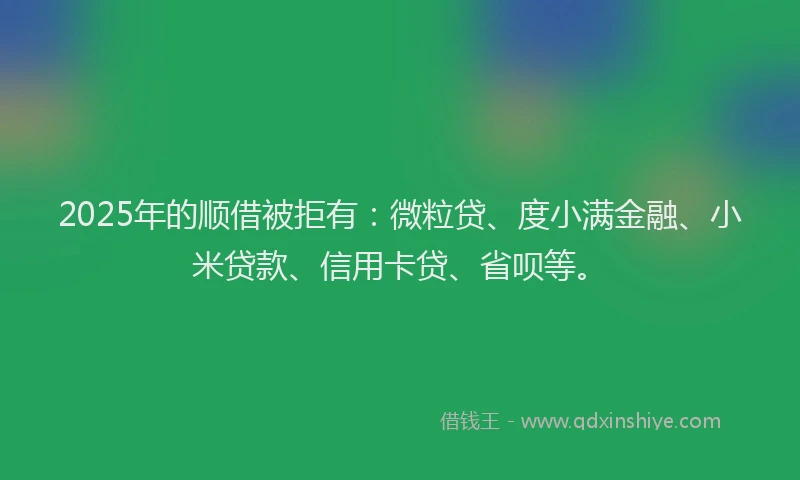 2025年的顺借被拒有：微粒贷、度小满金融、小米贷款、信用卡贷、省呗等。