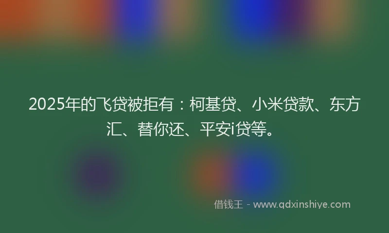 2025年的飞贷被拒有：柯基贷、小米贷款、东方汇、替你还、平安i贷等。