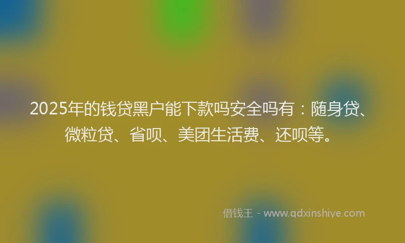 2025年的钱贷黑户能下款吗安全吗有：随身贷、微粒贷、省呗、美团生活费、还呗等。