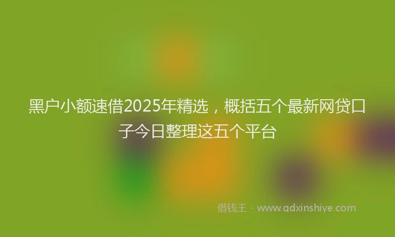 黑户小额速借2025年精选，概括五个最新网贷口子今日整理这五个平台
