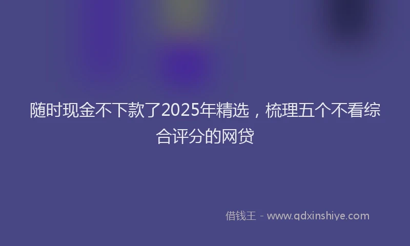 随时现金不下款了2025年精选，梳理五个不看综合评分的网贷