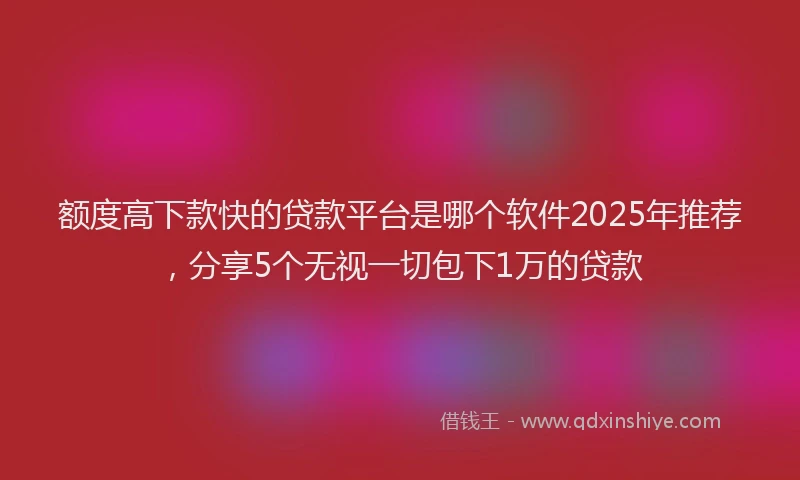 额度高下款快的贷款平台是哪个软件2025年推荐，分享5个无视一切包下1万的贷款