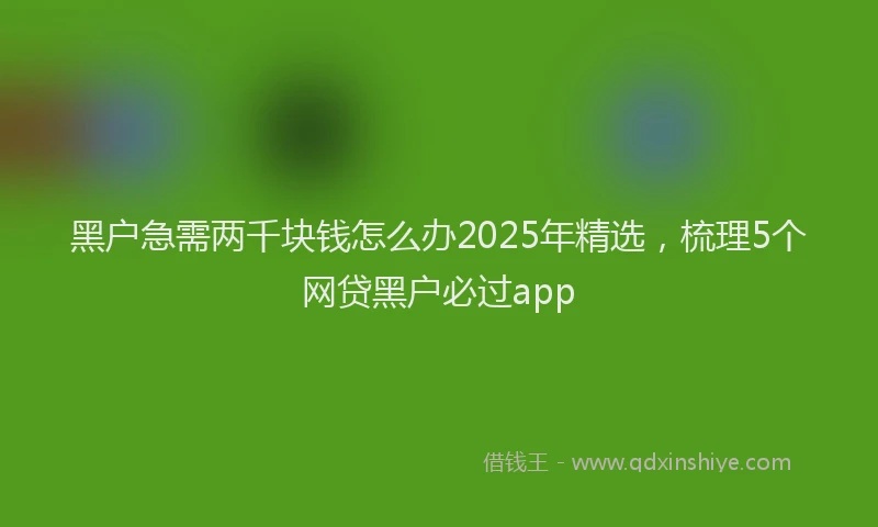 黑户急需两千块钱怎么办2025年精选，梳理5个网贷黑户必过app
