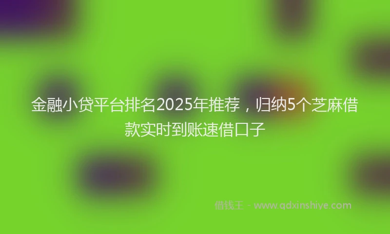 金融小贷平台排名2025年推荐，归纳5个芝麻借款实时到账速借口子