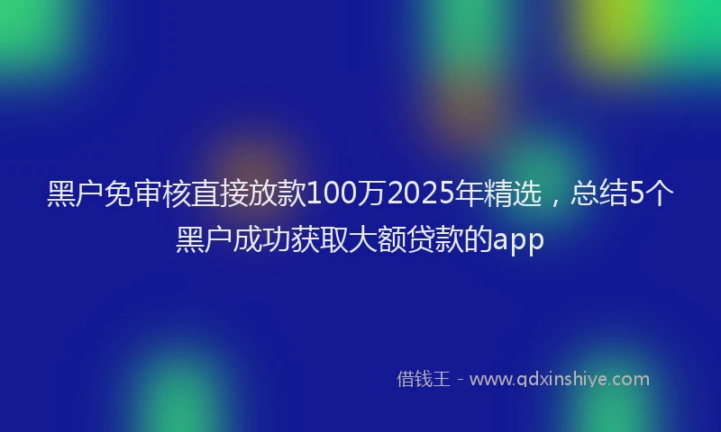 黑户免审核直接放款100万2025年精选，总结5个黑户成功获取大额贷款的app