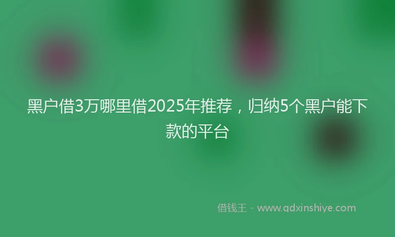 黑户借3万哪里借2025年推荐，归纳5个黑户能下款的平台