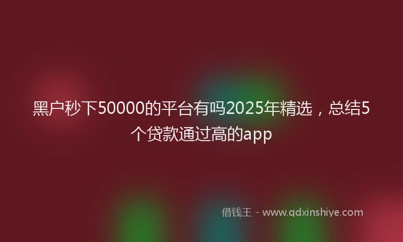 黑户秒下50000的平台有吗2025年精选，总结5个贷款通过高的app