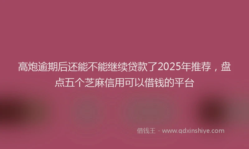 高炮逾期后还能不能继续贷款了2025年推荐，盘点五个芝麻信用可以借钱的平台