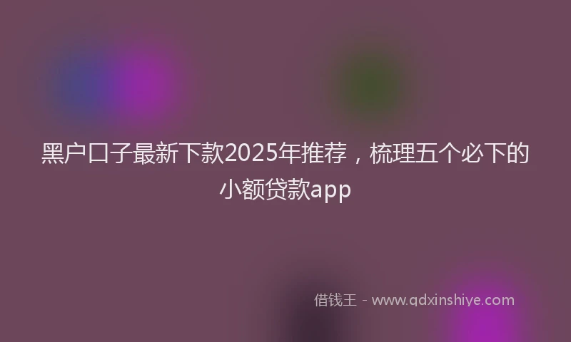 黑户口子最新下款2025年推荐，梳理五个必下的小额贷款app