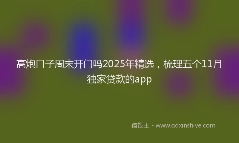 高炮口子周末开门吗2025年精选，梳理五个11月独家贷款的app