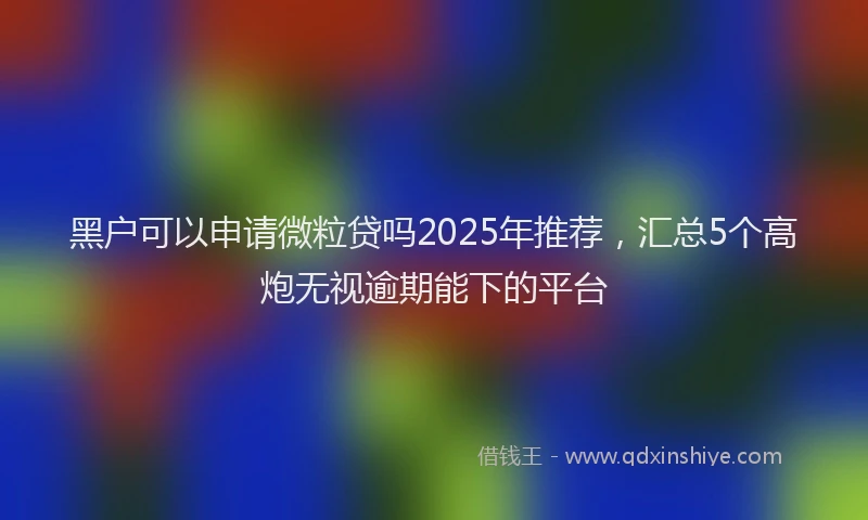 黑户可以申请微粒贷吗2025年推荐，汇总5个高炮无视逾期能下的平台